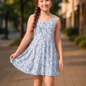Children's Place Girls Dress Size XXL 16 Unicorn Tank Fit and Flare NEW